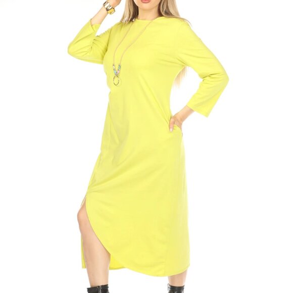 Lime Rouch Designer Pockets Dress - Picture 3 of 5